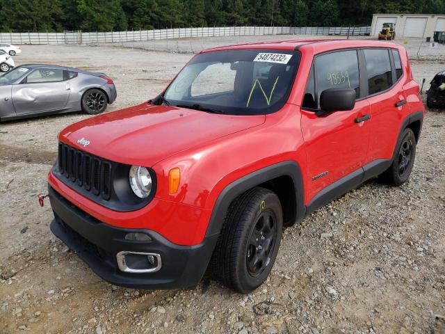 ZACCJAAH1HPE64182 - 2017 JEEP RENEGADE S RED photo 2