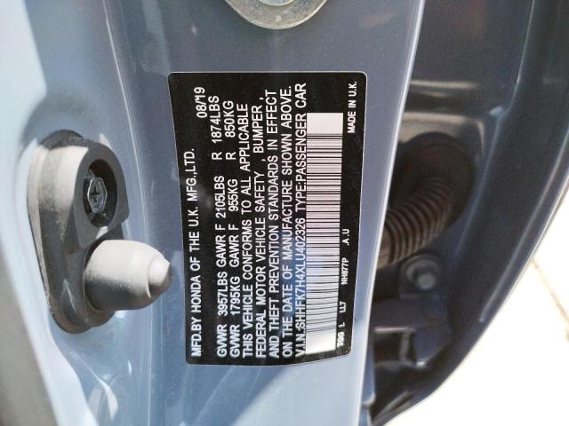 SHHFK7H4XLU402326 - 2020 HONDA CIVIC SPOR TEAL photo 10