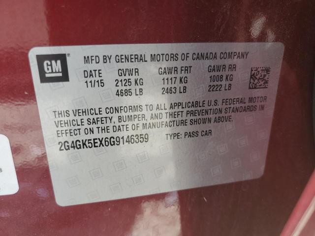 2G4GK5EX6G9146359 - 2016 BUICK REGAL RED photo 10