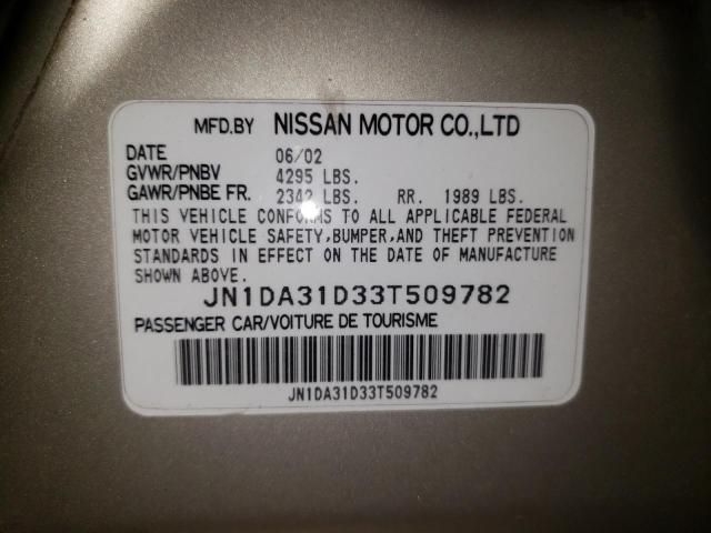 JN1DA31D33T509782 - 2003 NISSAN MAXIMA GLE TAN photo 10