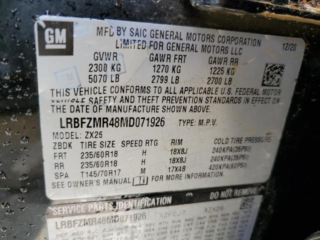 LRBFZMR48MD071926 - 2021 BUICK ENVISION P BLACK photo 10