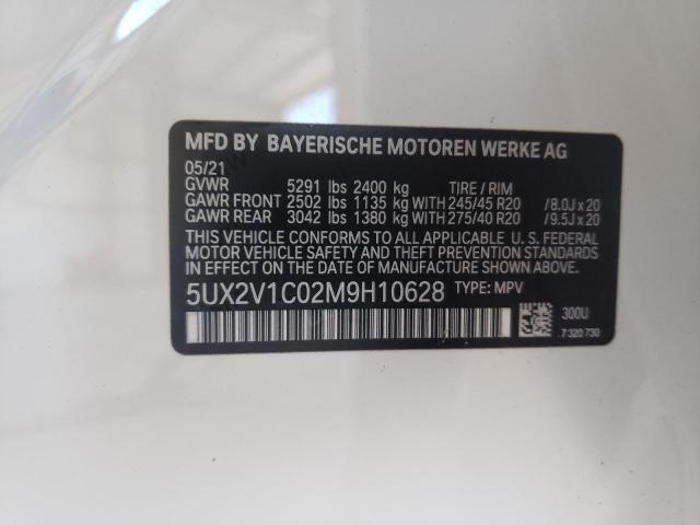 5UX2V1C02M9H10628 - 2021 BMW X4 XDRIVE3 WHITE photo 10