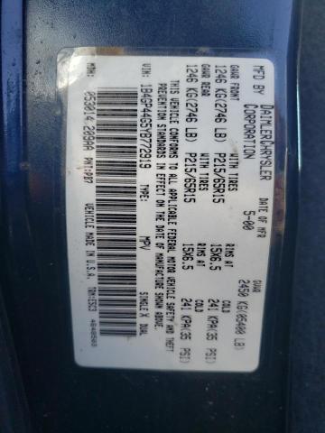 1B4GP44G5YB772919 - 2000 DODGE GRAND CARA BLUE photo 10