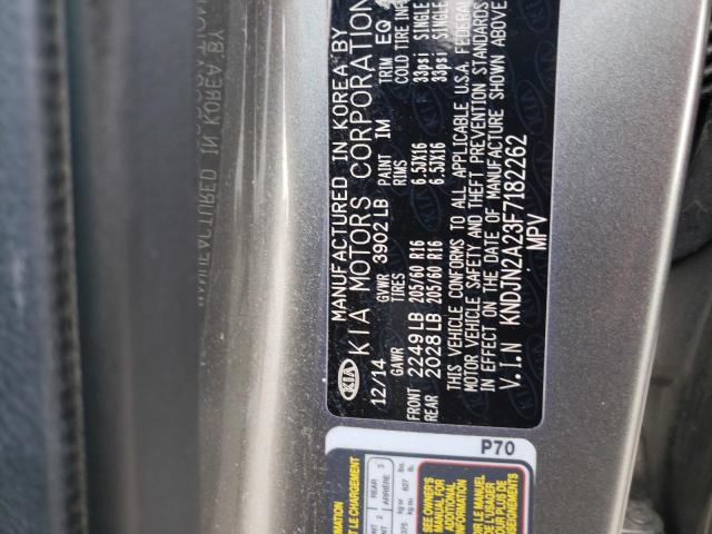 KNDJN2A23F7182262 - 2015 KIA SOUL GRAY photo 10