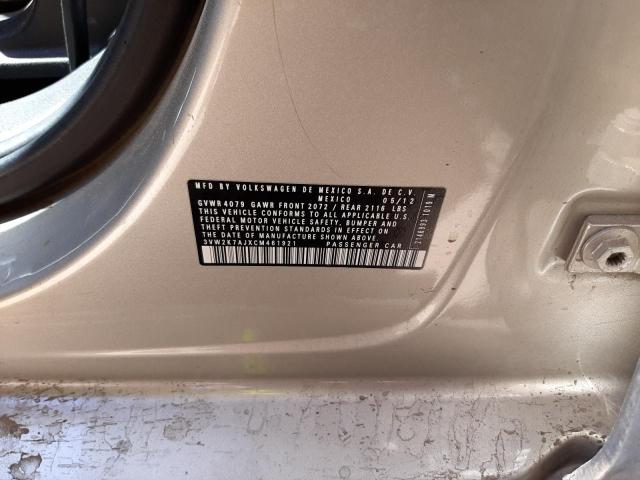 3VW2K7AJXCM461921 - 2012 VOLKSWAGEN JETTA BASE أسمر صورة 10