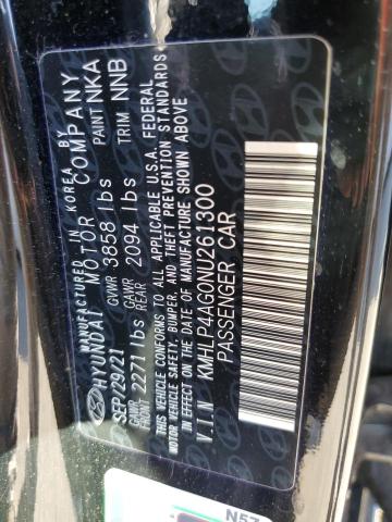 KMHLP4AG0NU261300 - 2022 HYUNDAI ELANTRA LI BLACK photo 10