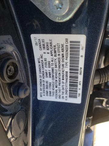 2HGFC1F77HH658998 - 2017 HONDA CIVIC EXL 灰色 照片 10