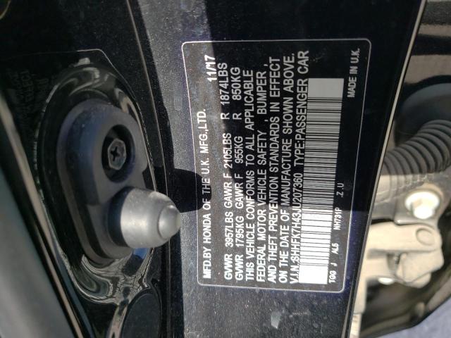 SHHFK7H43JU207360 - 2018 HONDA CIVIC SPOR BLACK photo 10