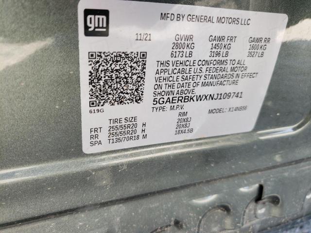 5GAERBKWXNJ109741 - 2022 BUICK ENCLAVE ES GREEN photo 10