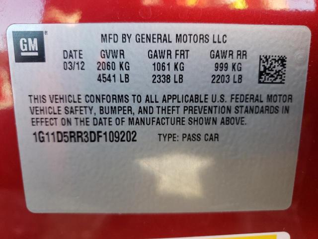 1G11D5RR3DF109202 - 2013 CHEVROLET MALIBU 1LT 红色 照片 10