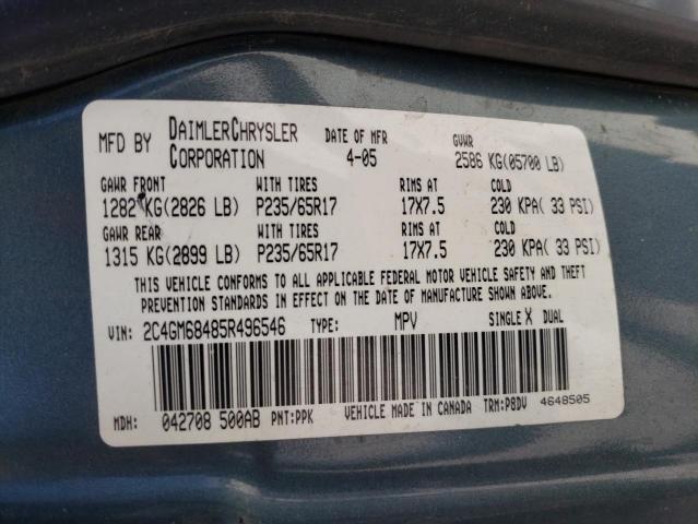 2C4GM68485R496546 - 2005 CHRYSLER PACIFICA TOURING  photo 10