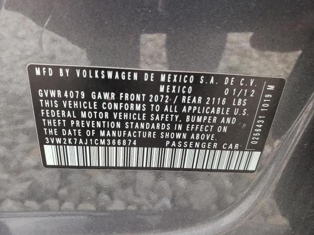 3VW2K7AJ1CM366874 - 2012 VOLKSWAGEN JETTA BASE  լուսանկար 10