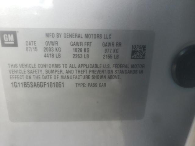1G11B5SA6GF101061 - 2016 CHEVROLET MALIBU LIM 银色 照片 10