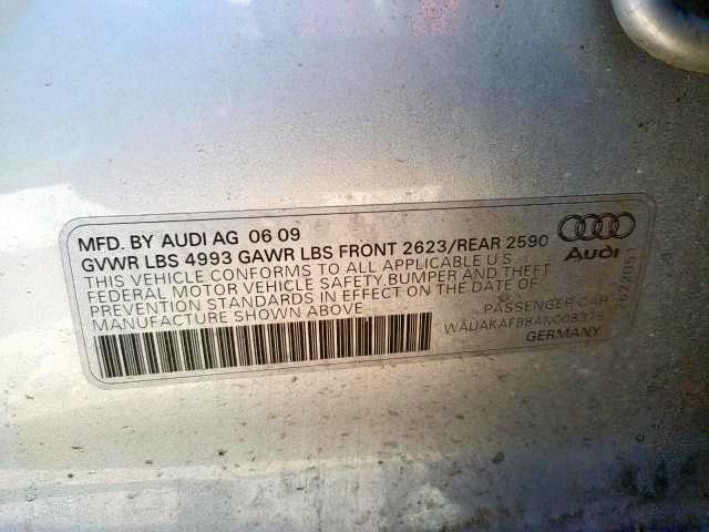 WAUAKAFB8AN008376 - 2010 AUDI A6 PREMIUM SILVER photo 10