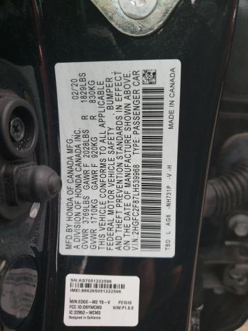 2HGFC2F87LH539968 - 2020 HONDA CIVIC SPOR BLACK photo 10