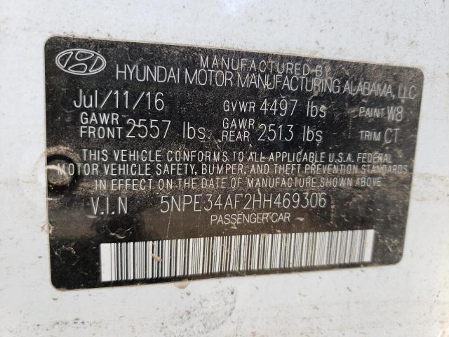 5NPE34AF2HH469306 - 2017 HYUNDAI SONATA SPO WHITE photo 10