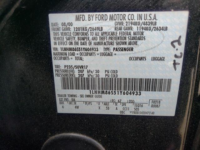 1LNHM86S51Y604933 - 2001 LINCOLN LS 黑色 照片 10