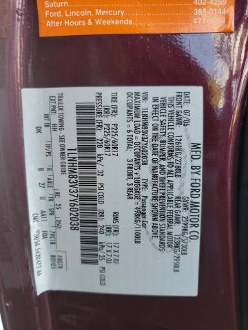 1LNHM83V37Y602038 - 2007 LINCOLN TOWN CAR D BURGUNDY photo 10