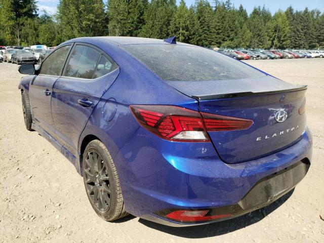 KMHD04LB5KU811385 - 2019 HYUNDAI ELANTRA SP BLUE photo 3