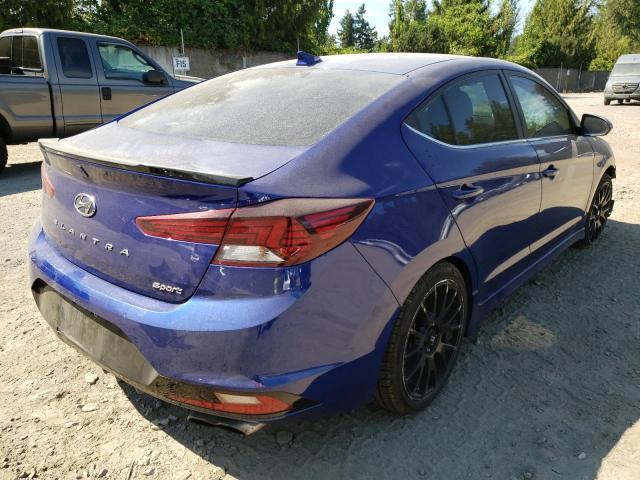 KMHD04LB5KU811385 - 2019 HYUNDAI ELANTRA SP BLUE photo 4