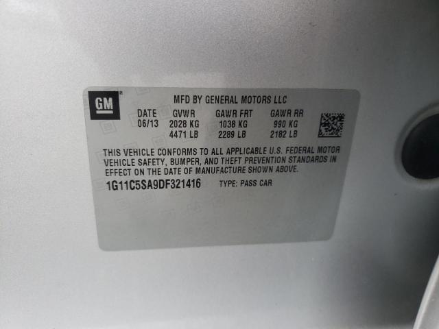 1G11C5SA9DF321416 - 2013 CHEVROLET MALIBU 1LT 银色 照片 10