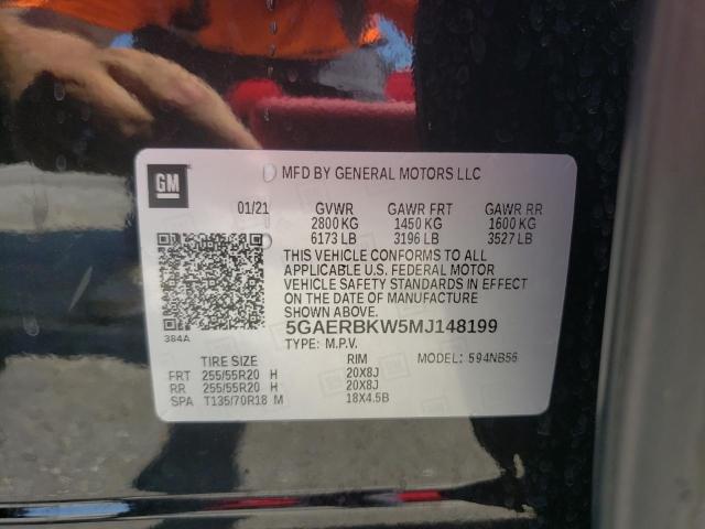 5GAERBKW5MJ148199 - 2021 BUICK ENCLAVE ES BLACK photo 10