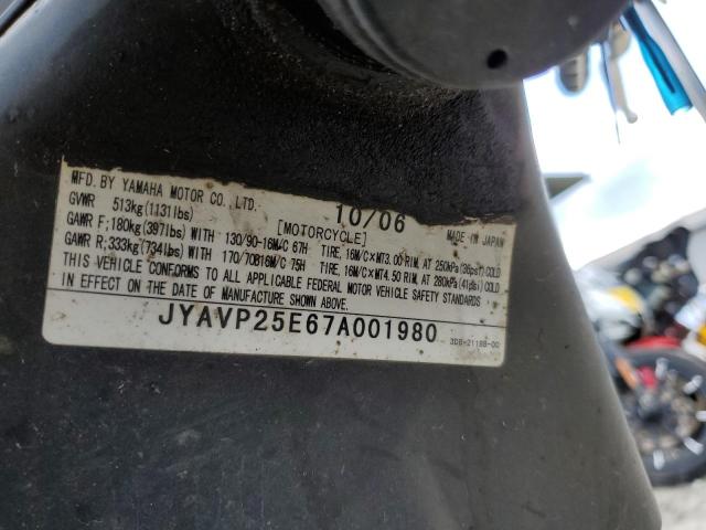 JYAVP25E67A001980 - 2007 YAMAHA XVS1300 CT SILVER photo 10