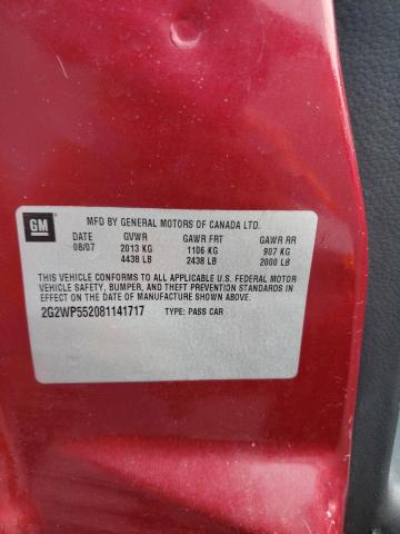 2G2WP552081141717 - 2008 PONTIAC GRAND PRIX  photo 10