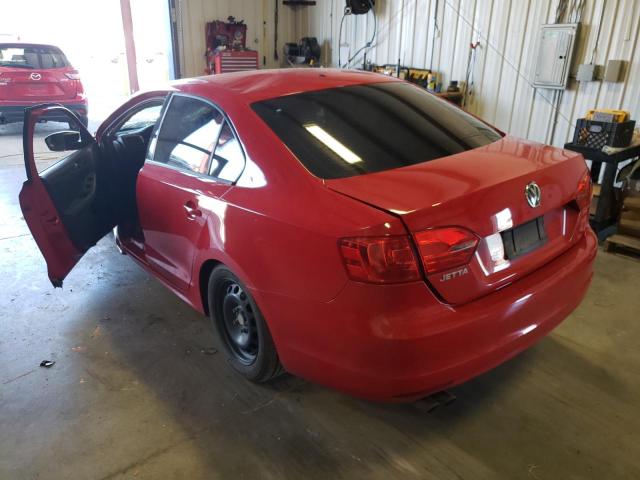 3VW2K7AJ8CM353457 - 2012 VOLKSWAGEN JETTA BASE RED photo 3