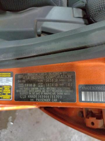 KNADE163966133773 - 2006 KIA RIO 5 ORANGE photo 10