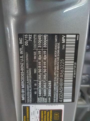 4JGDA5HB9FA563225 - 2015 MERCEDES-BENZ ML 350 4MA SILVER photo 10