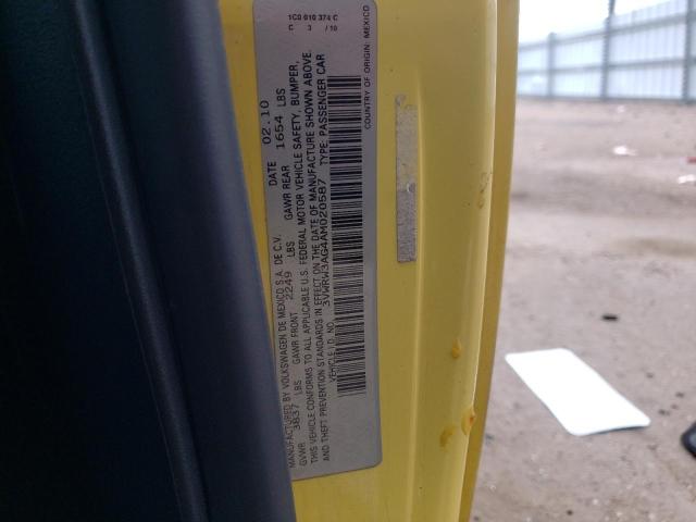 3VWRW3AG4AM020587 - 2010 VOLKSWAGEN NEW BEETLE 黄色 照片 10