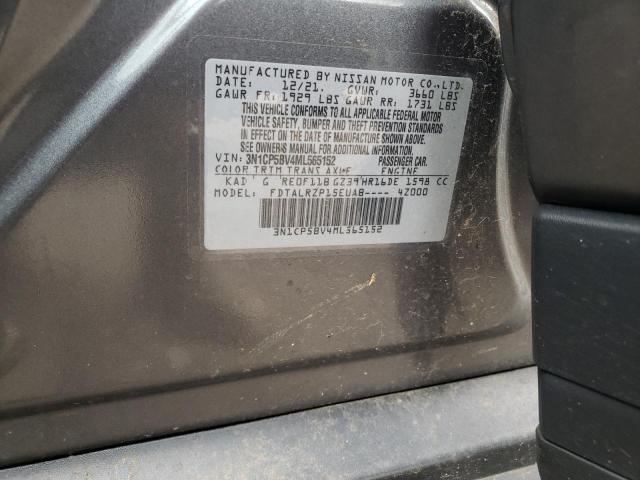 3N1CP5BV4ML565152 - 2021 NISSAN KICKS S GRAY photo 10