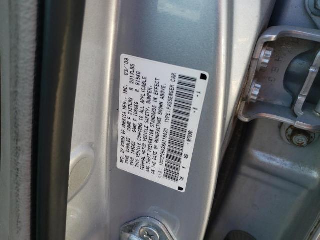 1HGCP26429A119420 - 2009 HONDA ACCORD LXP SILVER photo 10