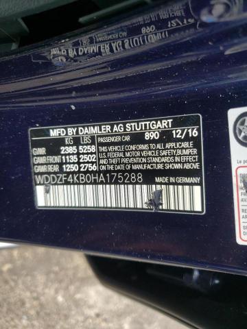 WDDZF4KB0HA175288 - 2017 MERCEDES-BENZ E 300 4MAT BLUE photo 10