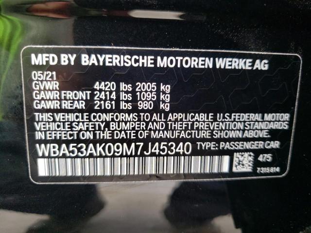 WBA53AK09M7J45340 - 2021 BMW 228I BLACK photo 10