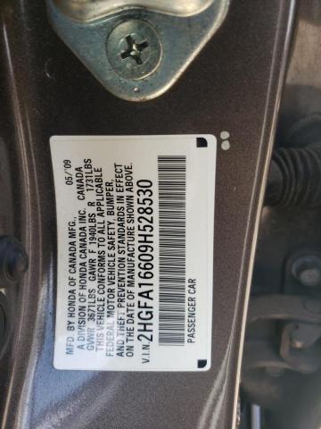 2HGFA16609H528530 - 2009 HONDA CIVIC LX-S Boz foto 10