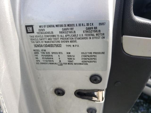 3GNDA13D48S575622 - 2008 CHEVROLET HHR LS SILVER photo 10