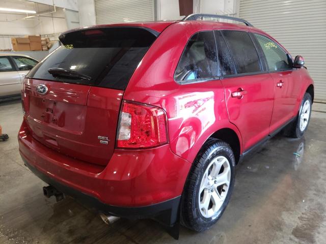 2FMDK4JC0EBB66628 - 2014 FORD EDGE SEL RED photo 4