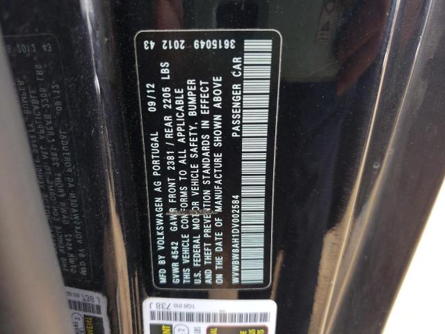 WVWBW8AH1DV002584 - 2013 VOLKSWAGEN EOS KOMFOR შავი ფოტო 10