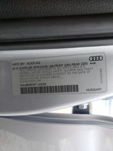 WAUBFGFF3F1142094 - 2015 AUDI S3 PREMIUM SILVER photo 10