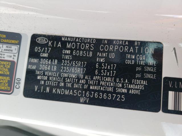 KNDMA5C16J6363725 - 2018 KIA SEDONA L WHITE photo 10