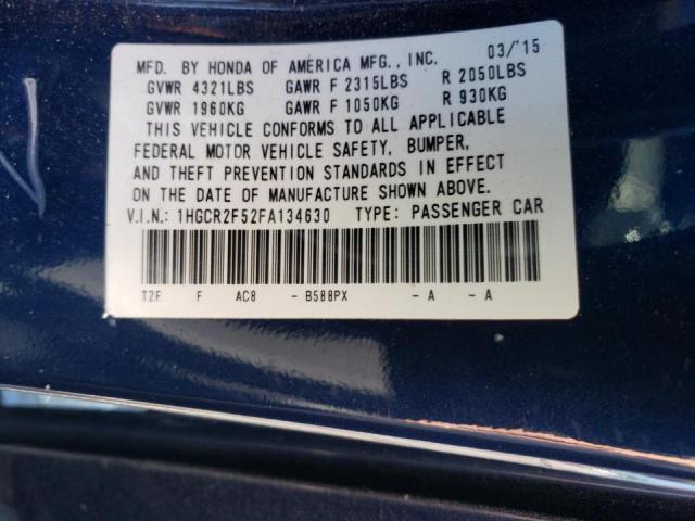1HGCR2F52FA134630 - 2015 HONDA ACCORD SPO 黑色 照片 10