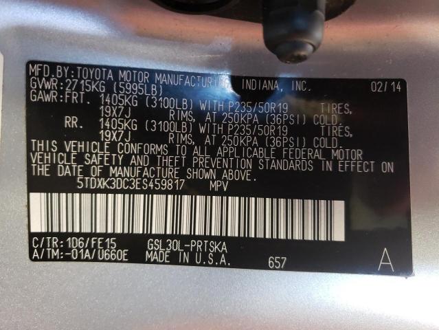 5TDXK3DC3ES459817 - 2014 TOYOTA SIENNA SPO SILVER photo 10