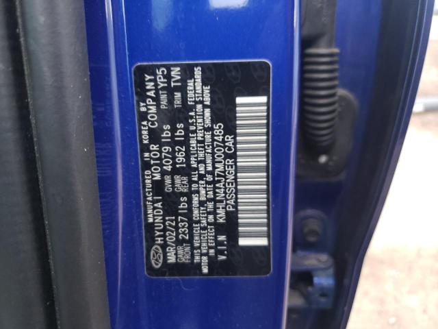 KMHLN4AJ7MU007485 - 2021 HYUNDAI ELANTRA LI BLUE photo 10