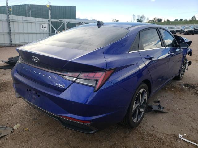 KMHLN4AJ7MU007485 - 2021 HYUNDAI ELANTRA LI BLUE photo 4