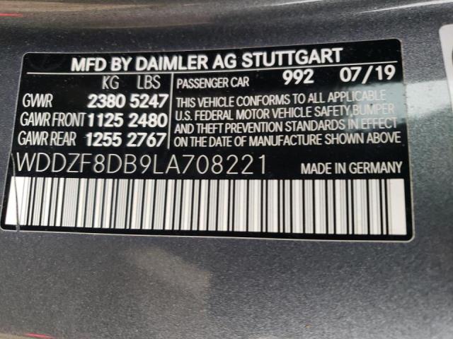 WDDZF8DB9LA708221 - 2020 MERCEDES-BENZ E 350 GRAY photo 10