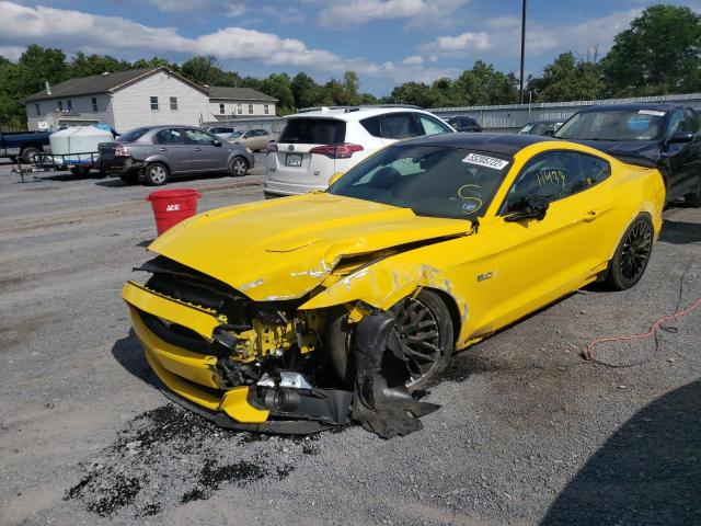 1FA6P8CF2F5317414 - 2015 FORD MUSTANG GT YELLOW photo 2