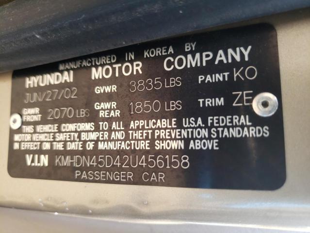 KMHDN45D42U456158 - 2002 HYUNDAI ELANTRA TAN photo 10