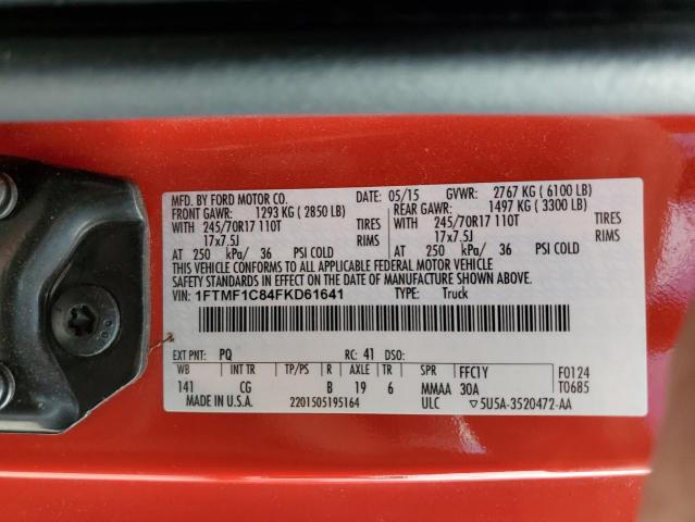 1FTMF1C84FKD61641 - 2015 FORD F150 RED photo 10